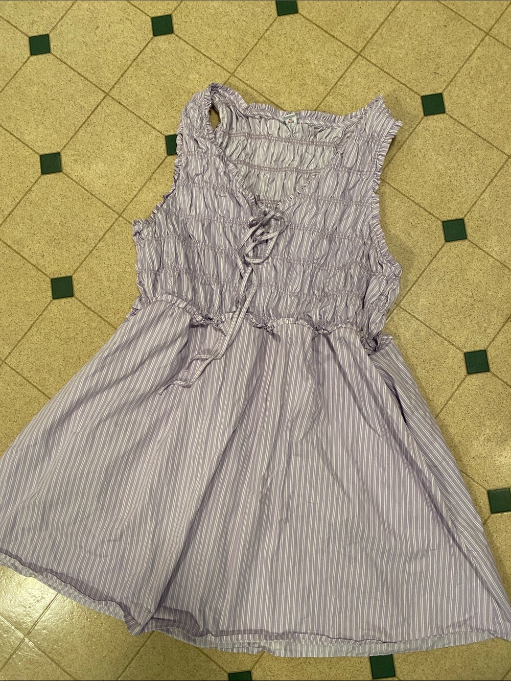 Old Navy Lavender Striped Sleeveless Ruffle Mini Dress